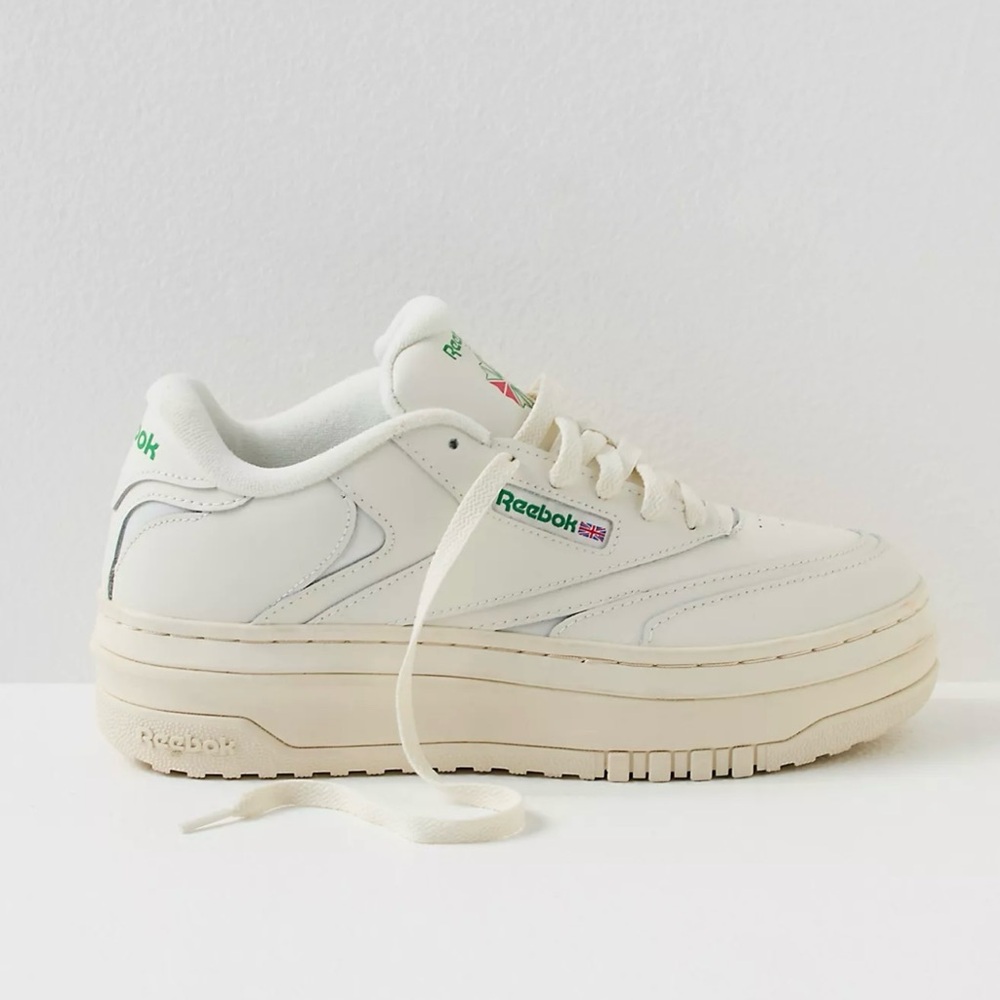 Reebok Women's Off-White and Green Sneakers